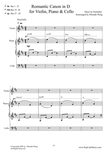 Romantic Canon in D for Violin, Piano & Cello (arr. Miranda Wong)