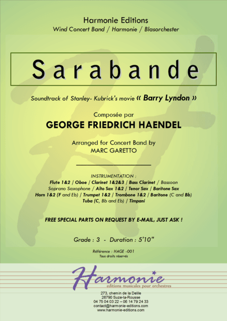 Sarabande & Variations - G.F. Haendel - arranged for Wind Concert Band by Marc Garetto (arr. Marc GARETTO)