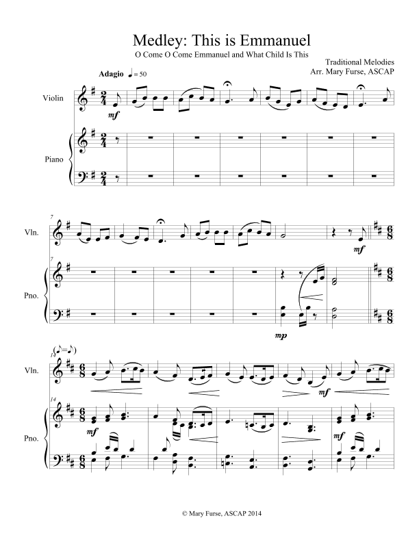Christmas Medley: O Come O Come Emmanuel and What Child Is This (arr. Mary Furse)