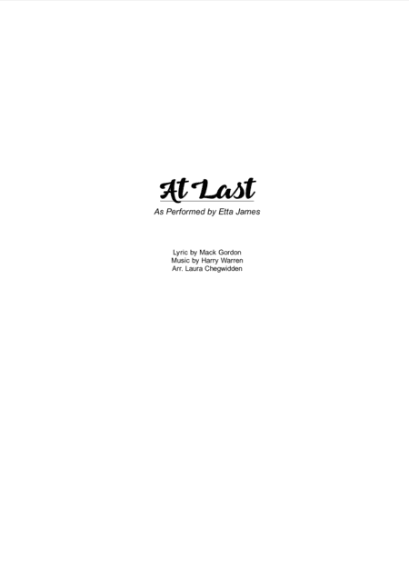 At Last (arr. Laura Chegwidden)