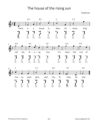 The house of the rising sun (arr. songbooks.info)