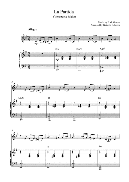 La Partida  (Venezuela Waltz) (arr. Kaiserin Rebecca)