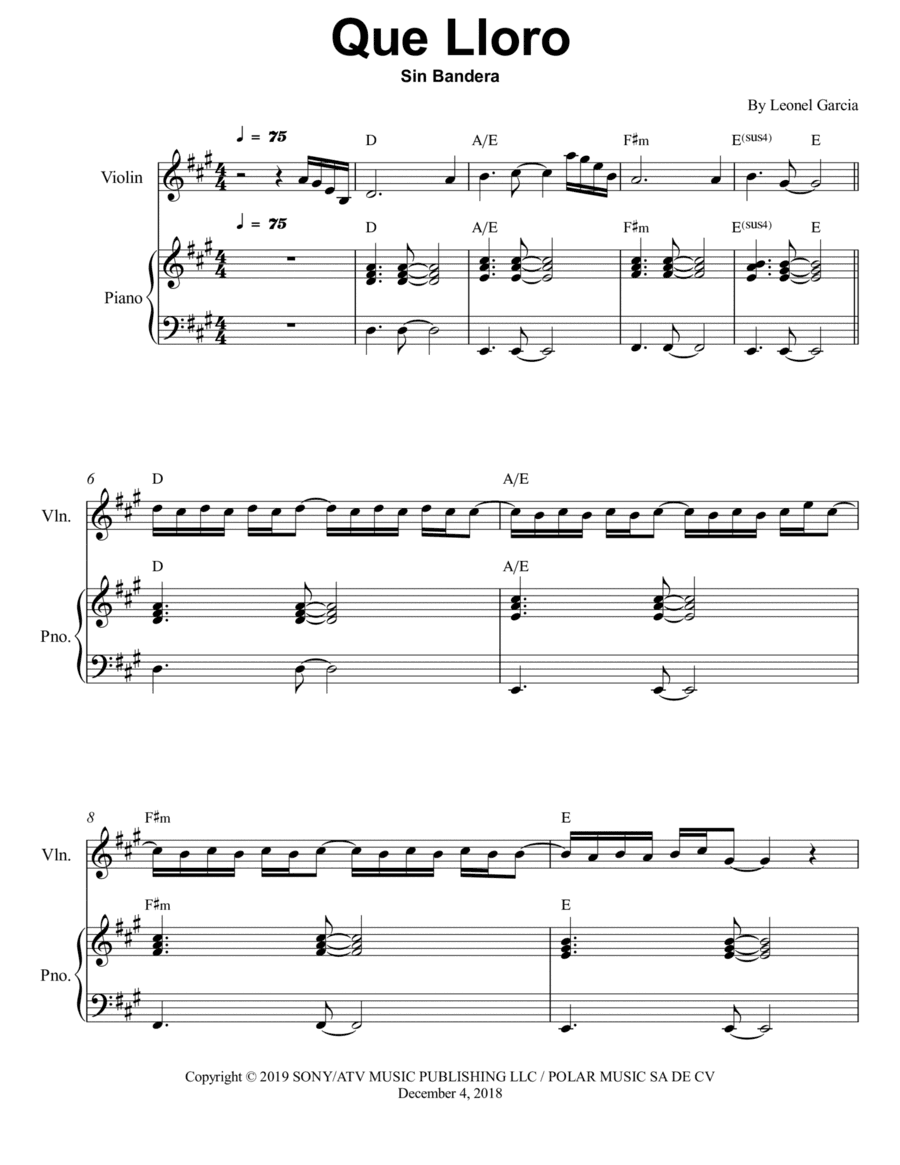 Que Lloro (arr. Wesley S. SIlva)