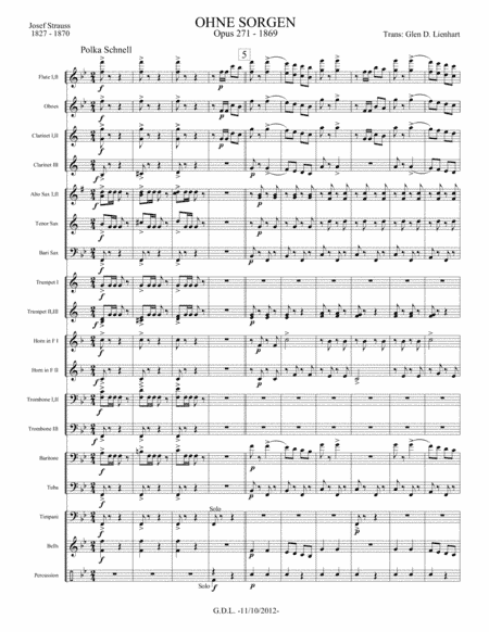 Ohne Sorgen Polka (arr. Glen D. Lienhart)
