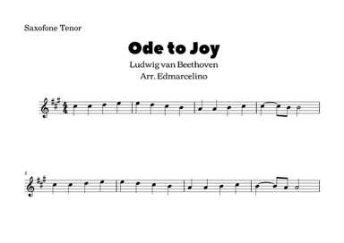 Ode to Joy - Eeasy to Tenor Saxophone (arr. Edmarcelino)