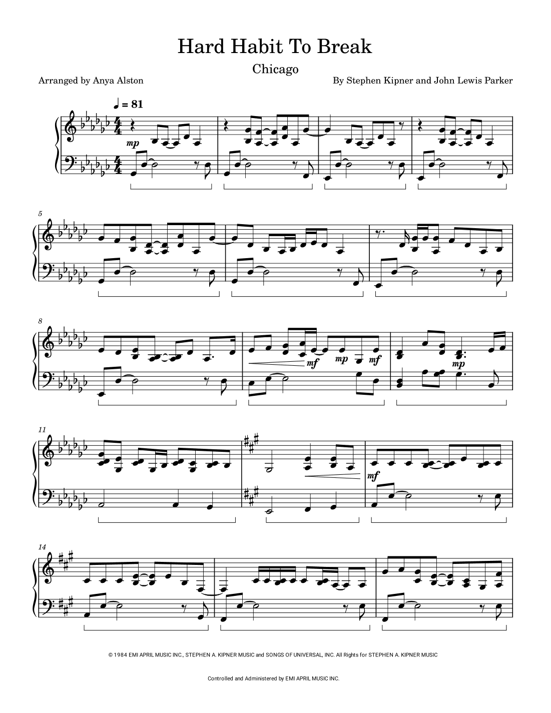 Hard Habit To Break (arr. Anya Alston)