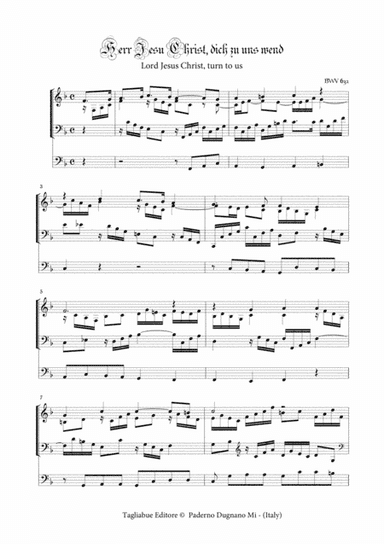 BACH J.S. - Herr Jesu Christ - BWV 632 - For Organ 3 staff (arr. Marcello Meneguzzo)