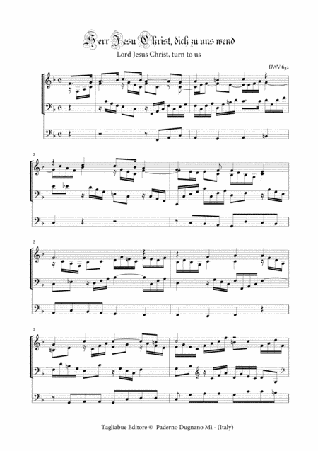 BACH J.S. - Herr Jesu Christ - BWV 632 - For Organ 3 staff (arr. Marcello Meneguzzo)