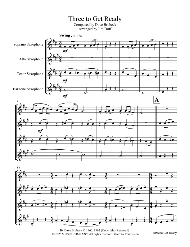 Three To Get Ready (arr. Jim Duff)
