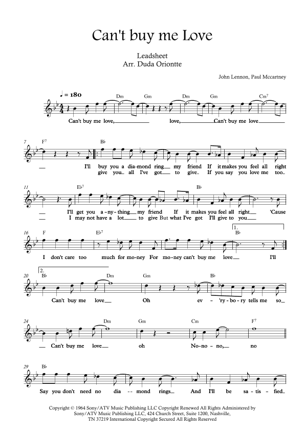 Can't Buy Me Love (arr. Duda Oriontte)