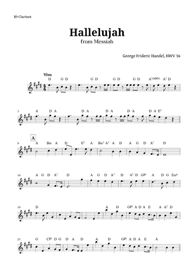 Hallelujah by Handel for Clarinet with Chords (arr. Langanho)