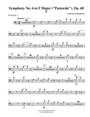 Beethoven Symphony No. 6, Pastorale, Movement V - Trombone in Bass Clef 2 (Transposed Part), Op. 68 (arr. Doug Clyde)