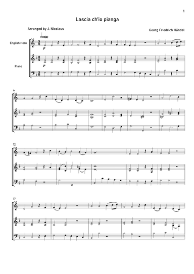 Lascia ch'io pianga (arr. John Nicolaus)