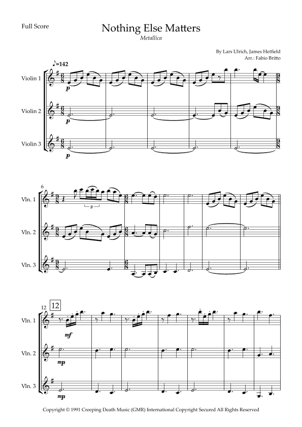 Nothing Else Matters (arr. Fabio Britto)