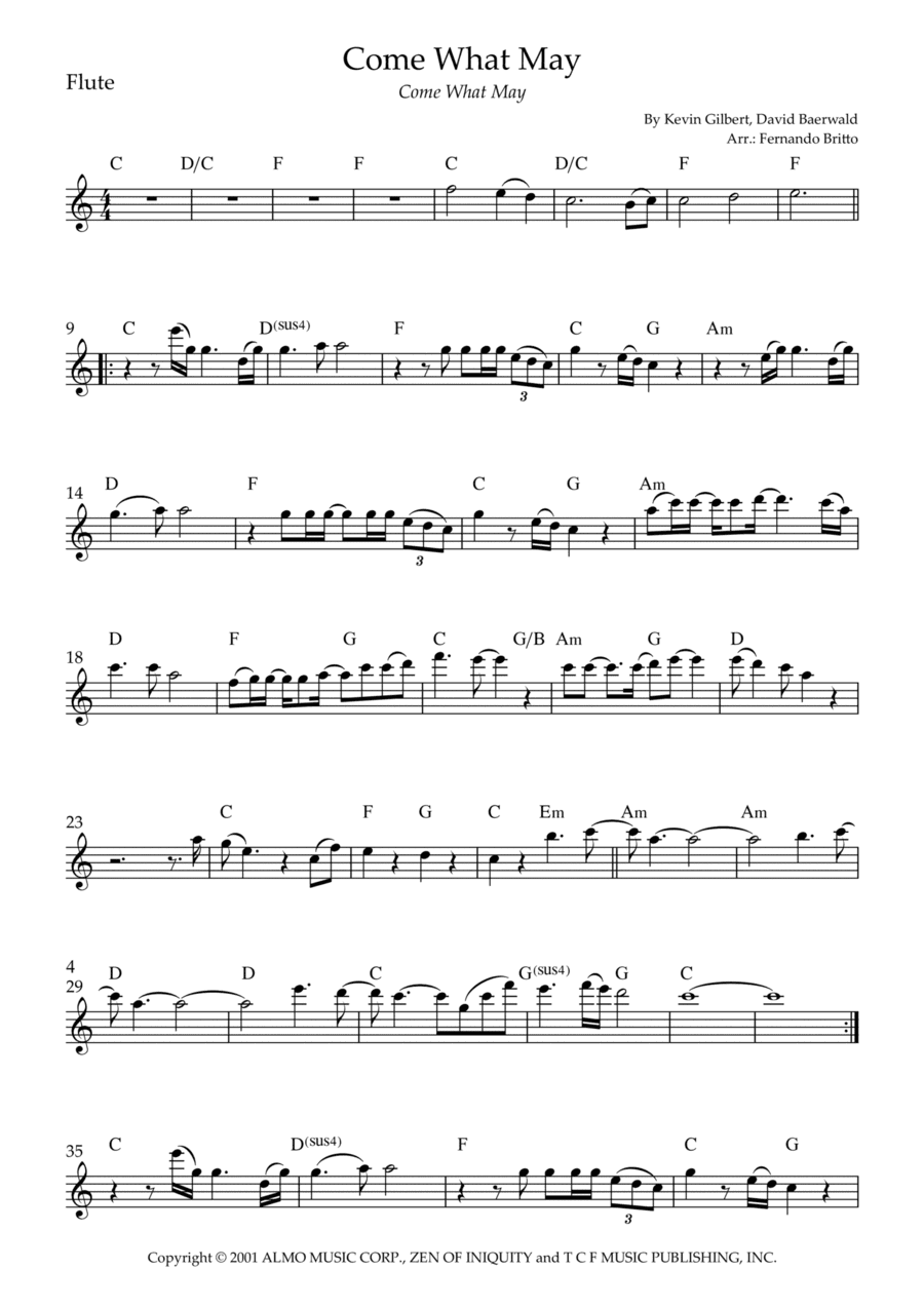 Come What May (arr. Fernando Britto)