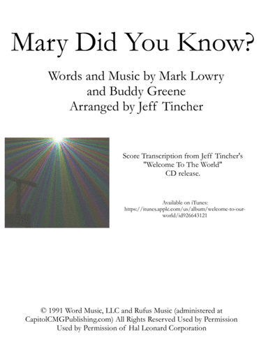 Mary, Did You Know? (arr. Jeff Tincher)