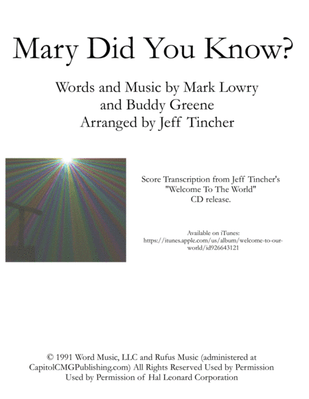 Mary, Did You Know? (arr. Jeff Tincher)