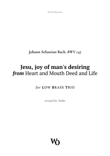 Jesu, joy of man's desiring by Bach for Low Brass Trio (arr. Ander)