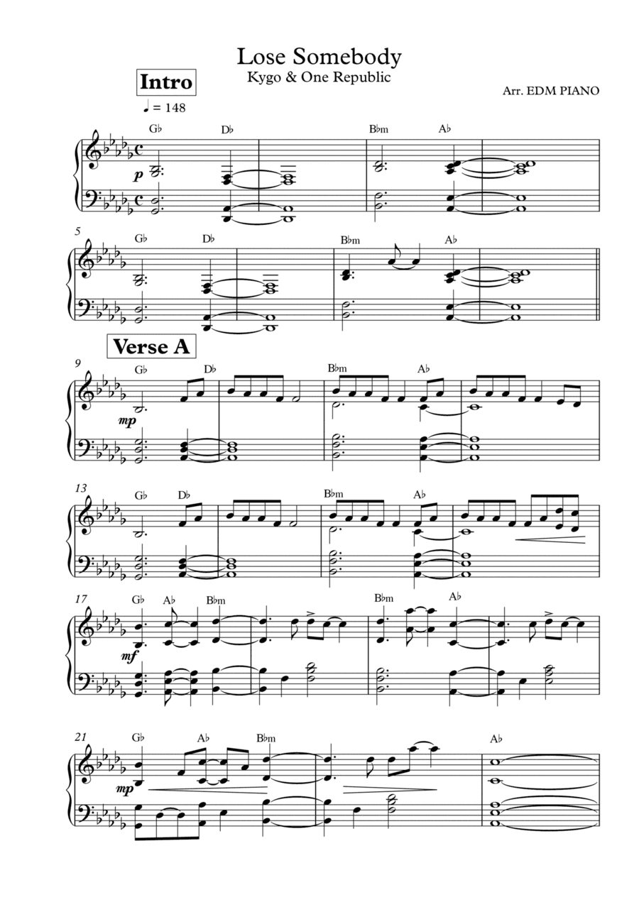 Lose Somebody (arr. EDM Piano)