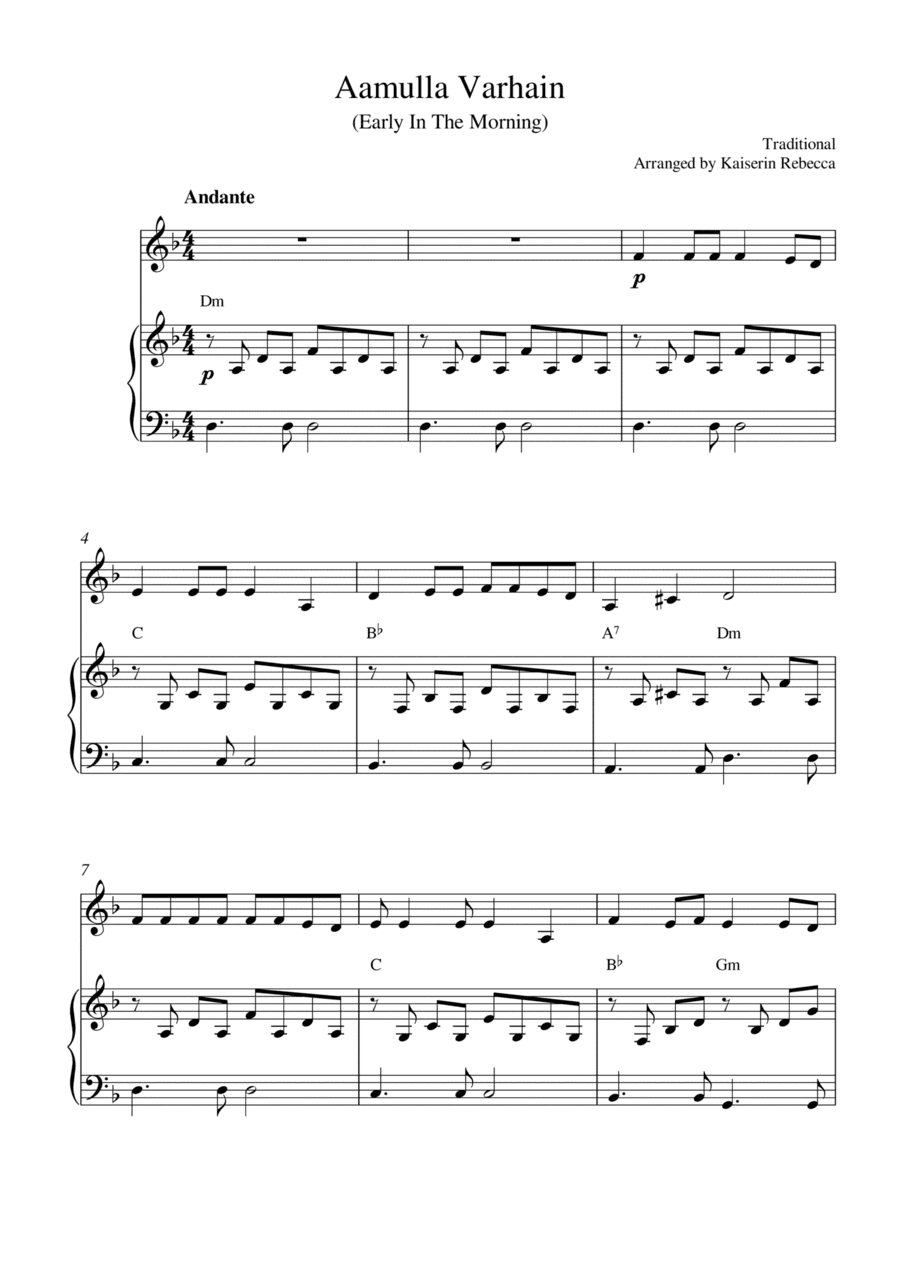 Aamulla Varhain (Early In The Morning) (arr. Kaiserin Rebecca)
