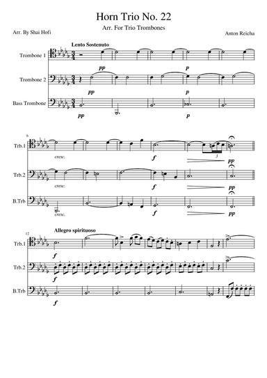 Reicha Horn Trio no 22 for trombones (arr. shof405)
