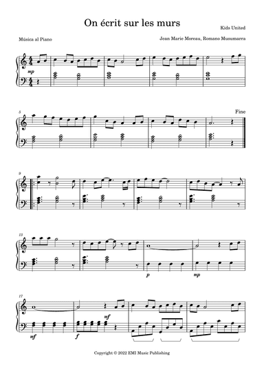On Ecrit Sur Les Murs (arr. Música al Piano)
