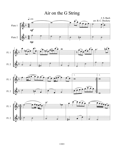 Air on the G String for Flute Duet (arr. B. C. Dockery)