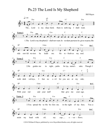 Psalm 23; The Lord Is My Shepherd (leadsheet)