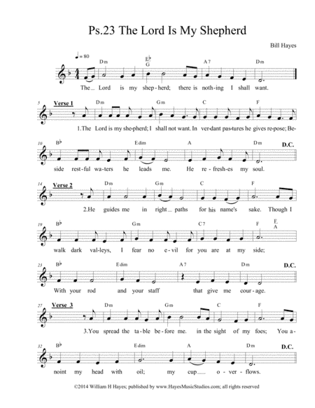Psalm 23; The Lord Is My Shepherd (leadsheet)