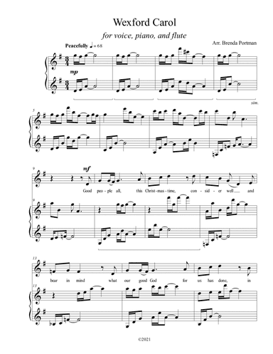 Wexford Carol, arr. Brenda Portman (voice/flute/piano) (arr. Brenda Portman)