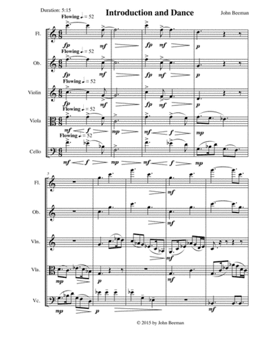 Introduction and Dance for Flute, Oboe, Violin, Viola and Cello