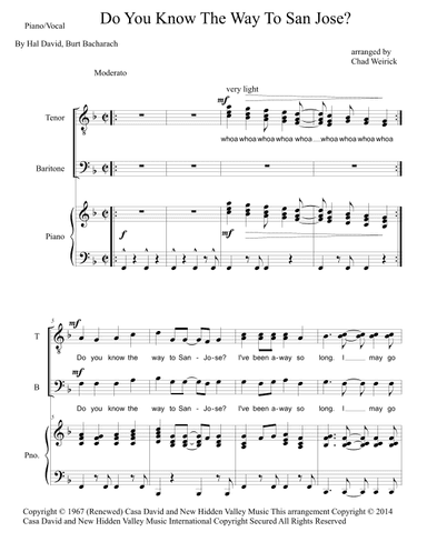 Do You Know The Way To San Jose (arr. Chad Weirick)
