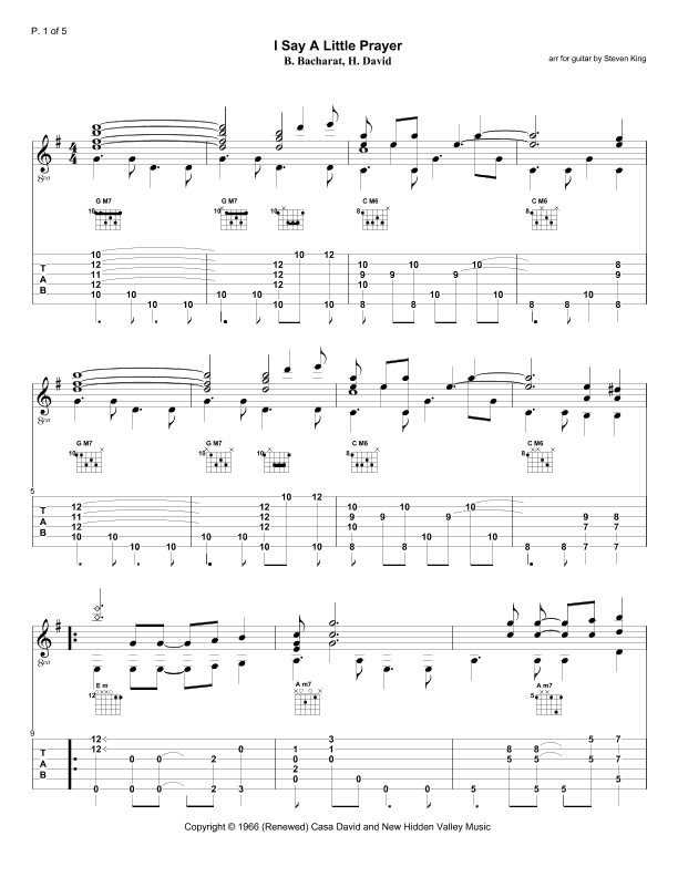 I Say A Little Prayer (arr. Steven King)