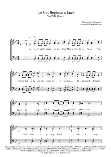 I've Got Beginner's Luck (arr. Nicola Kirkup)