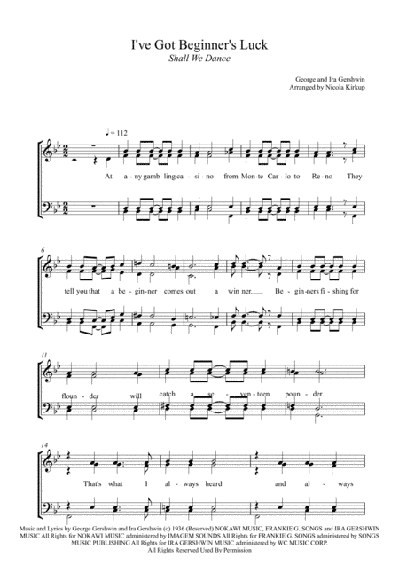 I've Got Beginner's Luck (arr. Nicola Kirkup)