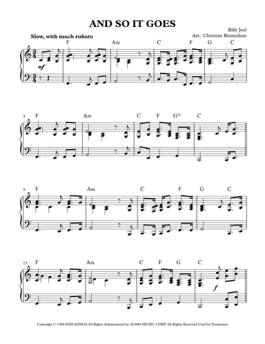 And So It Goes (arr. Christian Bennedsen)