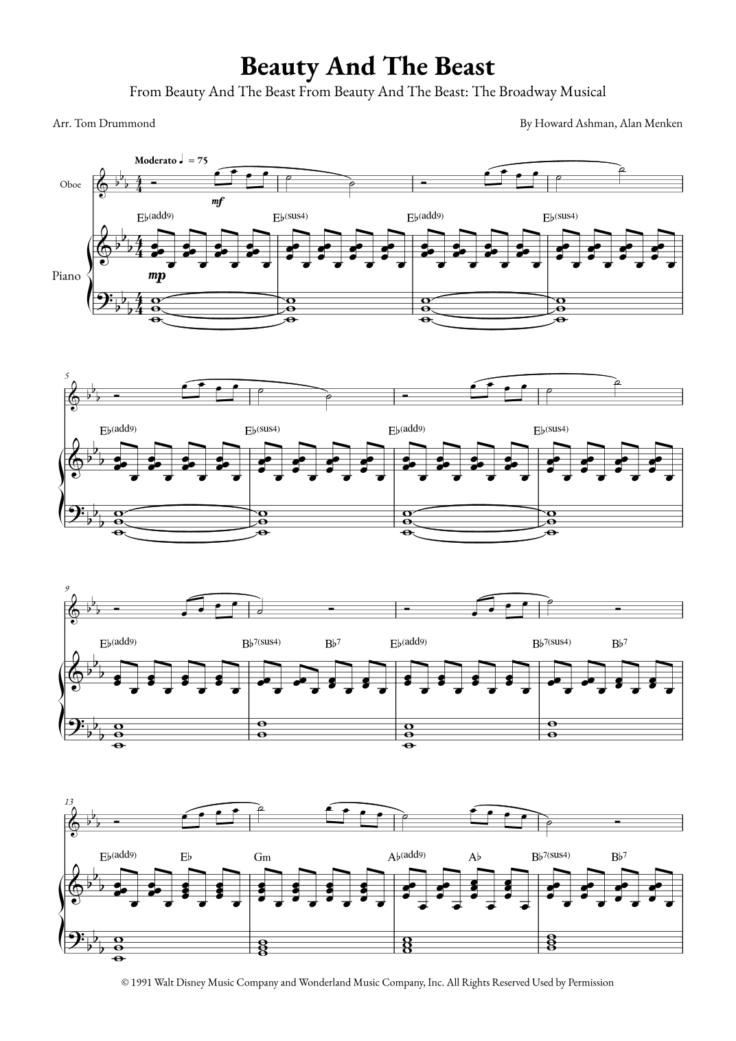 Beauty And The Beast (arr. Tom Drummond)