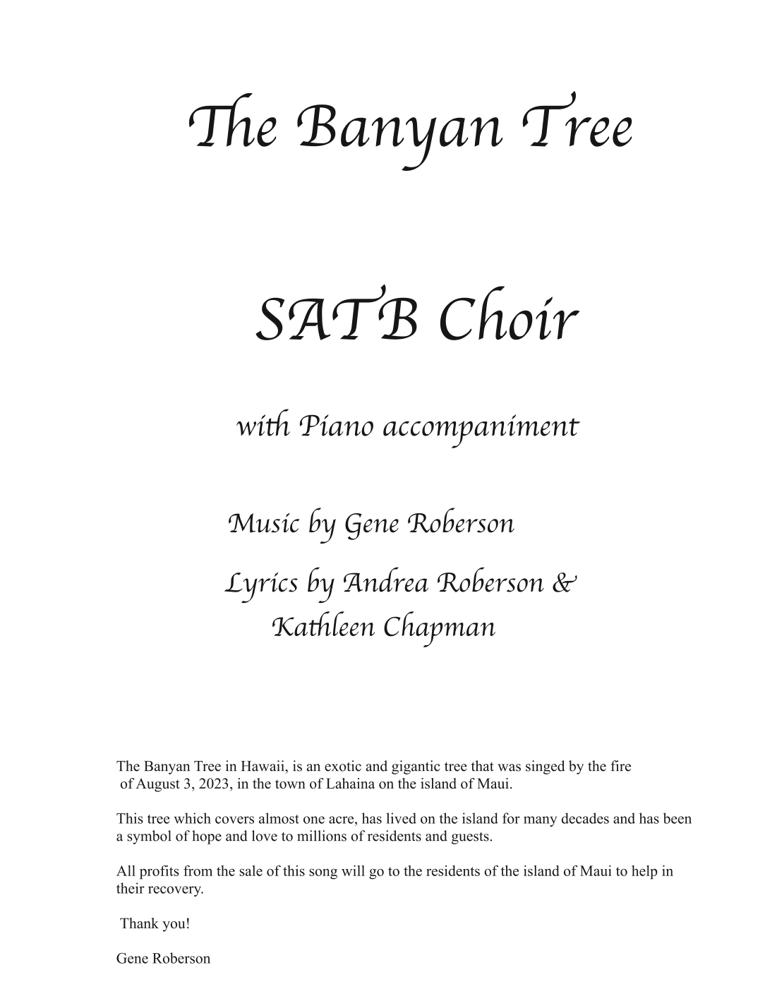 The Banyan Tree Choir S A T B