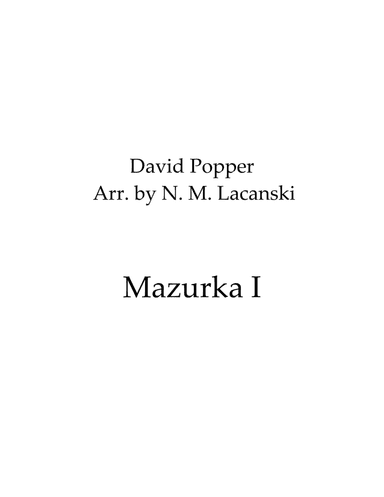 Mazurka I (arr. Nick Lacanski)