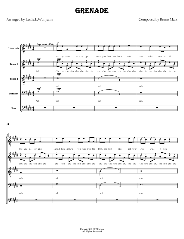 Grenade (arr. Leslie Luvonga Wanyama)
