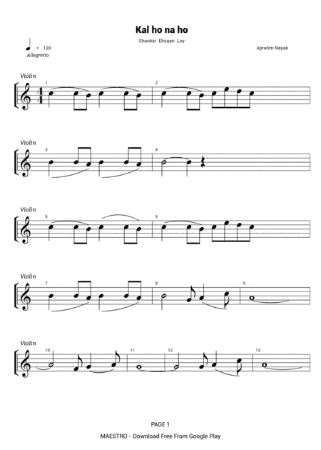 Kal Ho Na Ho (arr. Apratim Nayak)