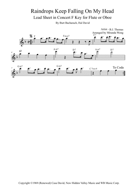 Raindrops Keep Fallin' On My Head (arr. Miranda Wong)