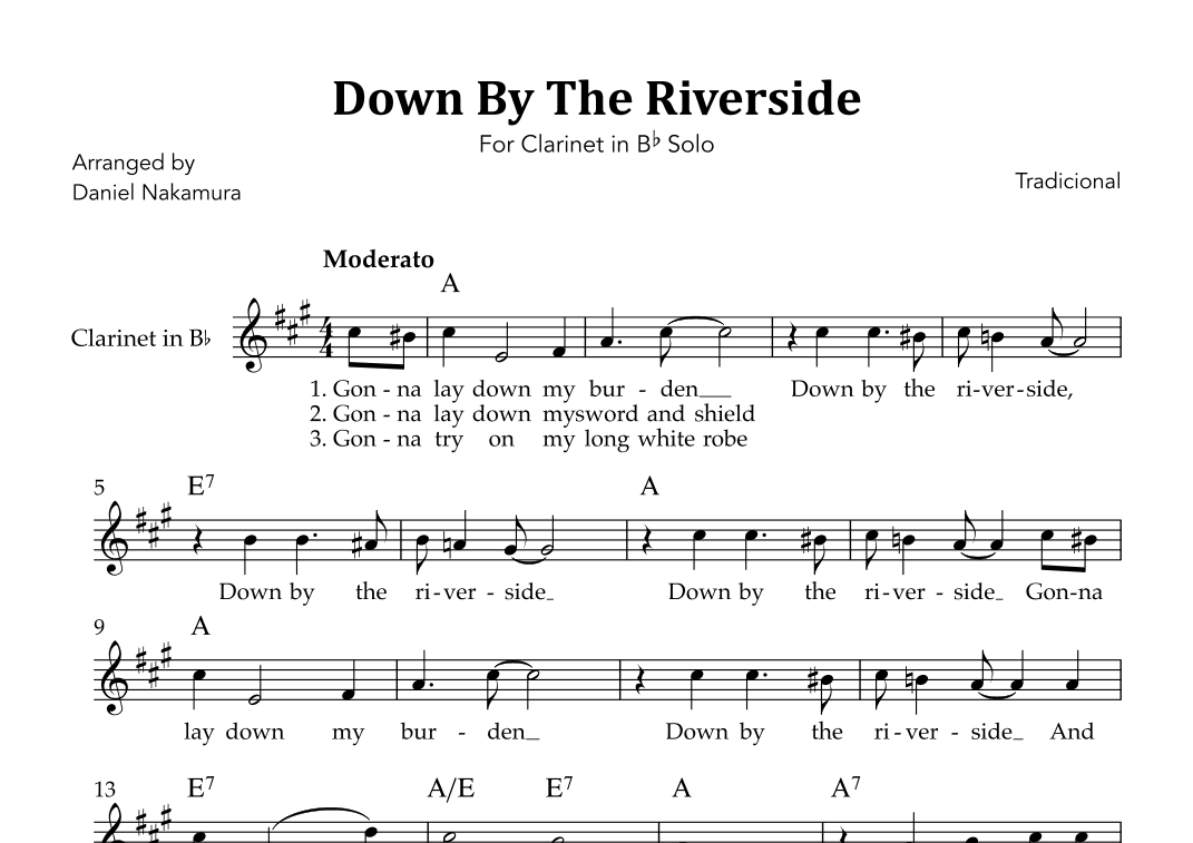 Down By The Riverside (For Clarinet in Bb) (arr. Daniel Nakamura)