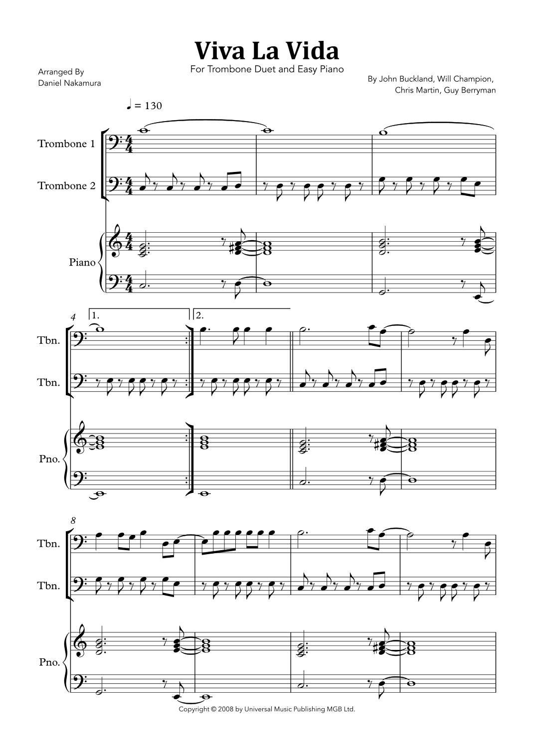 Viva La Vida (arr. Daniel Nakamura)
