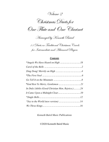 Christmas Duets - Volume 2 - for One Flute and One Clarinet (arr. Kenneth Baird)