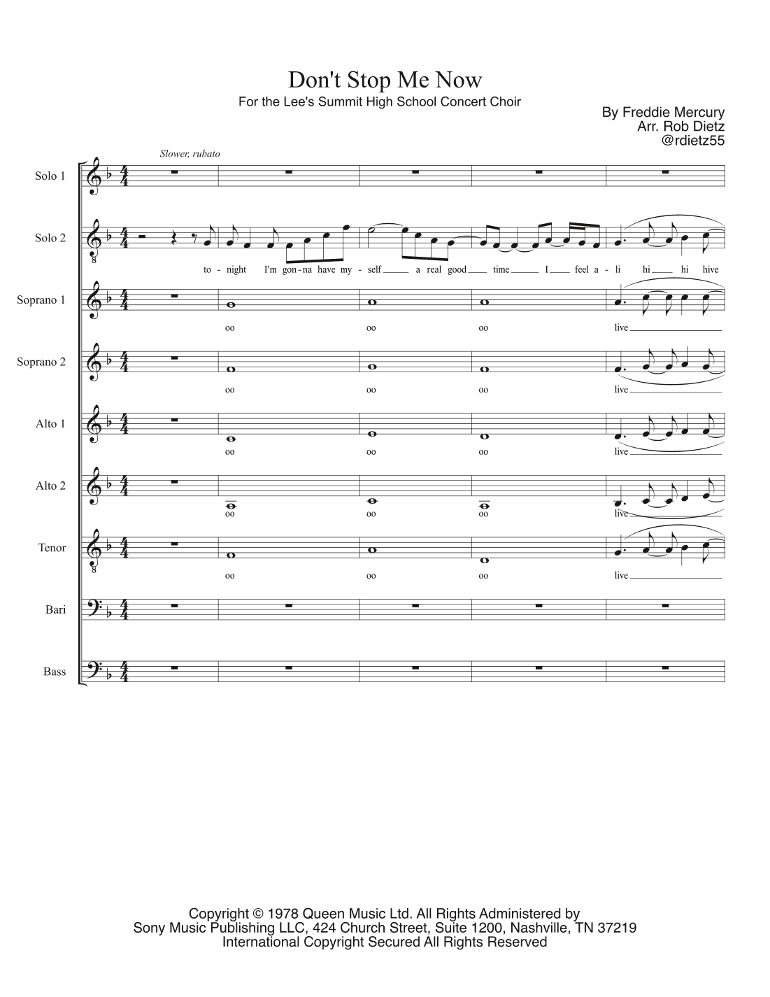 Don't Stop Me Now (arr. Rob Dietz)