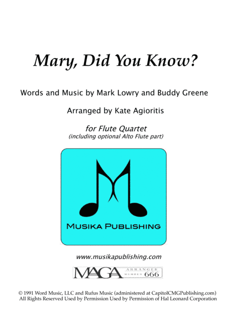 Mary, Did You Know? (arr. Kate Agioritis)