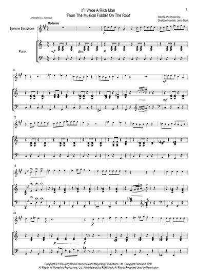 If I Were A Rich Man (arr. John Nicolaus)