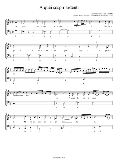 A quei sospir ardenti (arr. Early Music Scores)
