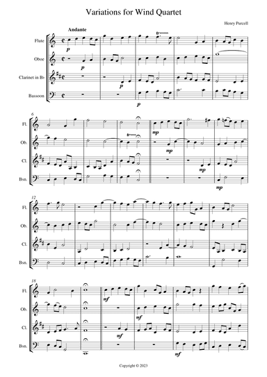 Variations for Wind Quartet (arr. Alex Tinlin)